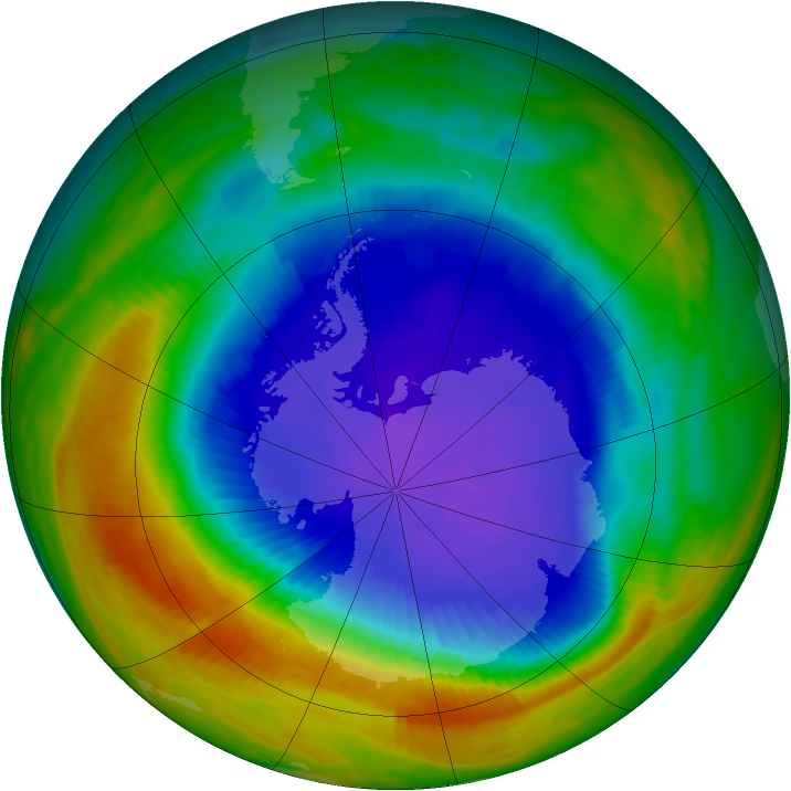Antarctic ozone map for 16 October 1987